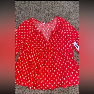 Old navy red flowered blouse